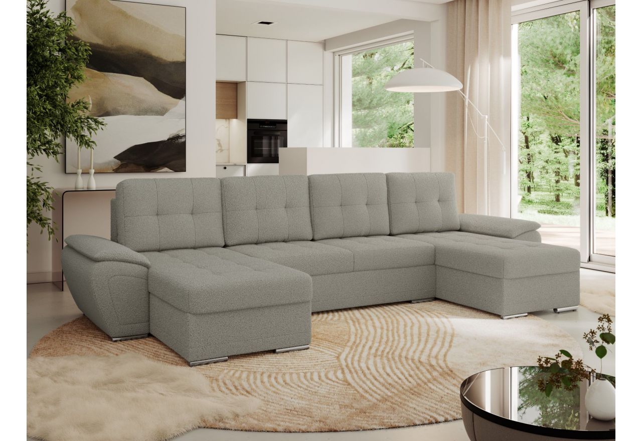 Narożnik UMBRIA U - uniwersalny - jasnoszary, boucle