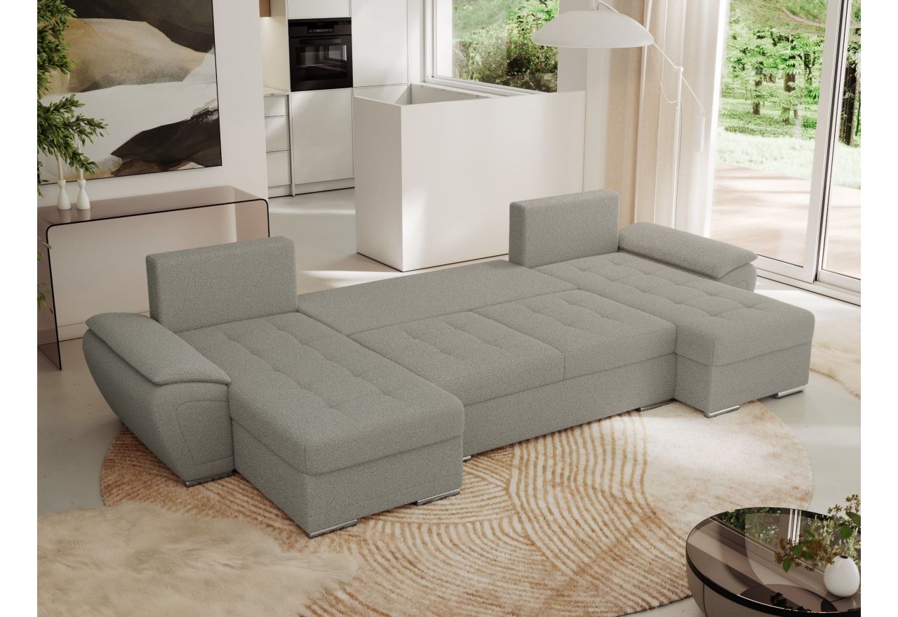 Narożnik UMBRIA U - uniwersalny - jasnoszary, boucle