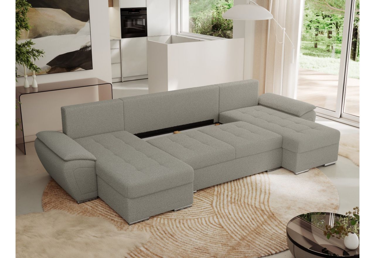 Narożnik UMBRIA U - uniwersalny - jasnoszary, boucle