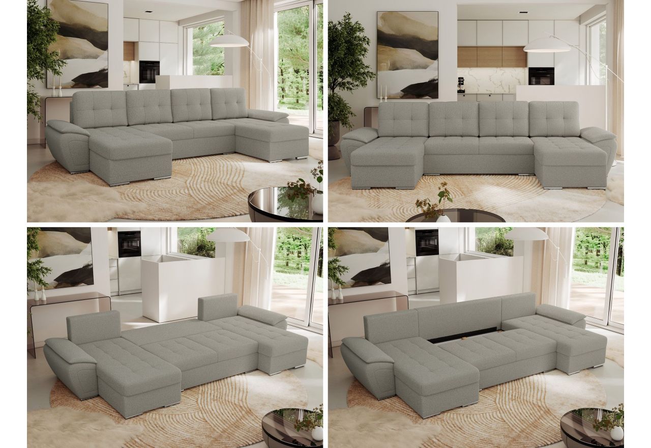 Narożnik UMBRIA U - uniwersalny - jasnoszary, boucle