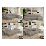 Narożnik UMBRIA U - uniwersalny - jasnoszary, boucle