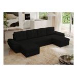 Narożnik UMBRIA U - uniwersalny - czarny, boucle