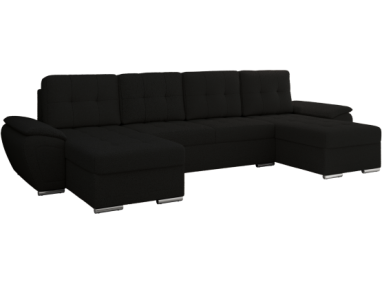 Narożnik UMBRIA U - uniwersalny - czarny, boucle