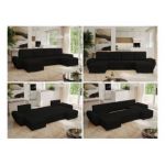 Narożnik UMBRIA U - uniwersalny - czarny, boucle