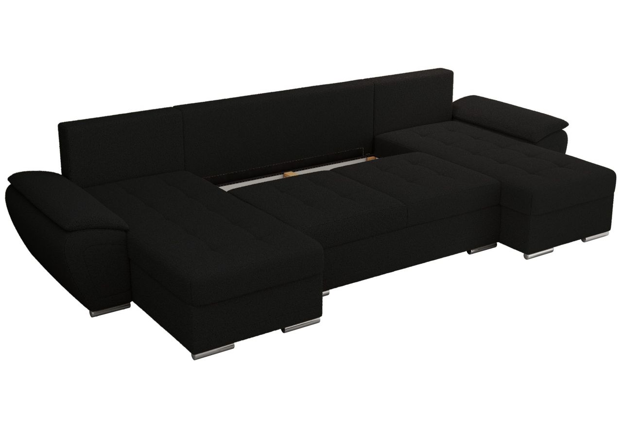 Narożnik UMBRIA U - uniwersalny - czarny, boucle