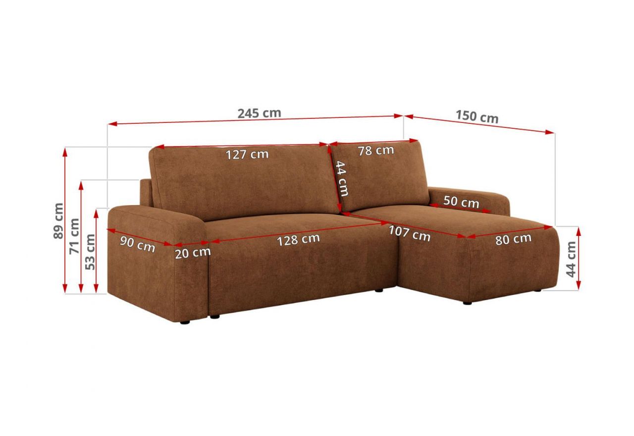 Narożnik ARGOS L - uniwersalny - pomarańczowy, struktura