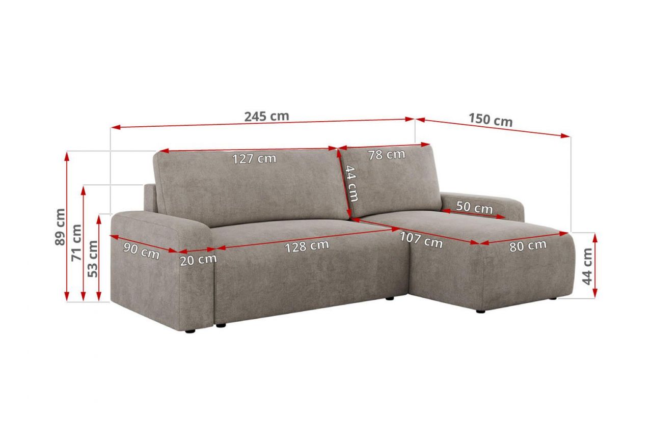 Narożnik ARGOS L - uniwersalny - beżowy, struktura