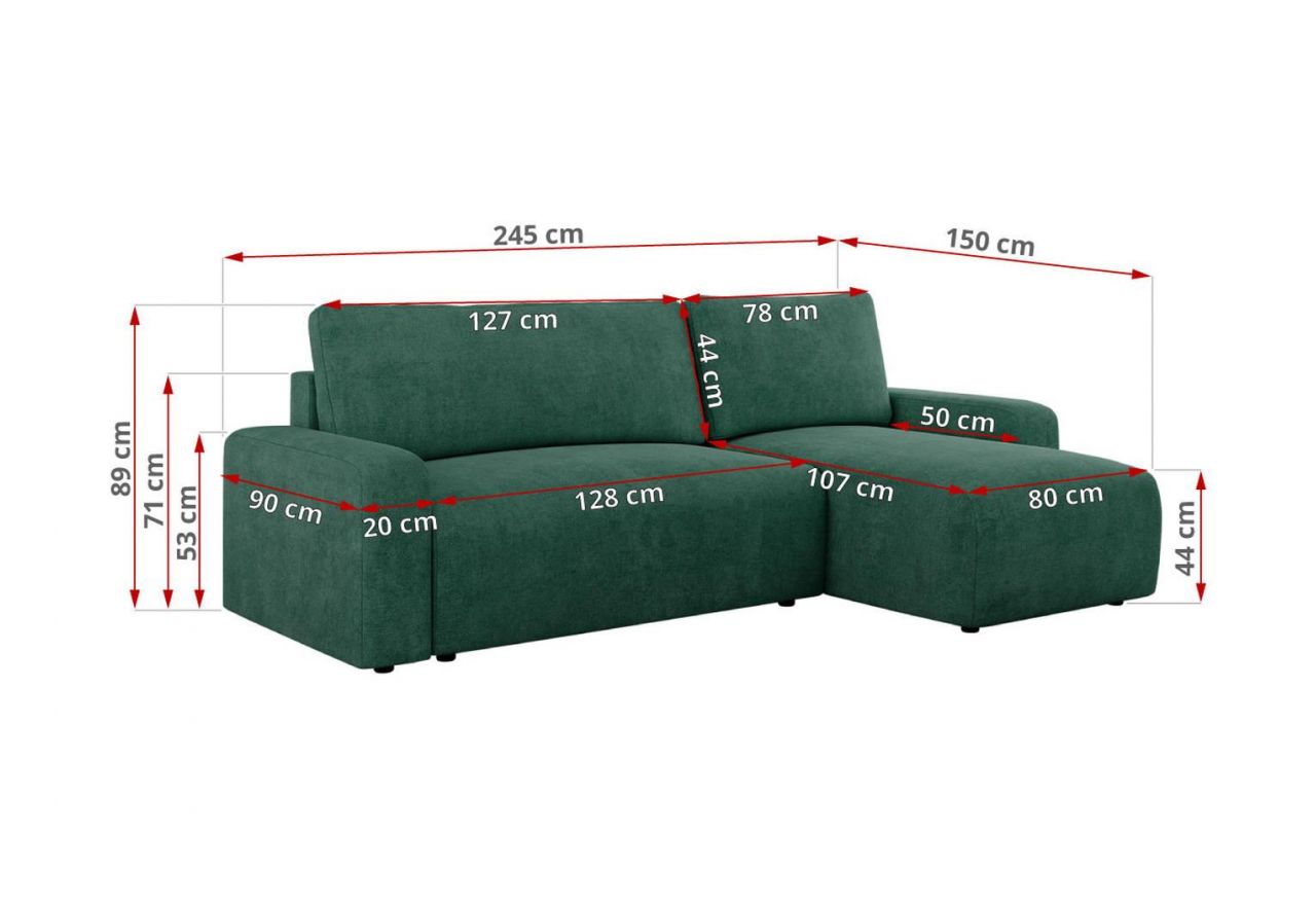 Narożnik ARGOS L - uniwersalny - zielony, struktura