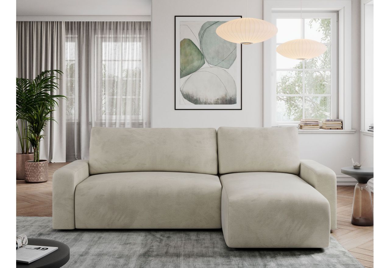 Narożnik ARGOS L - uniwersalny - beżowy, welwet