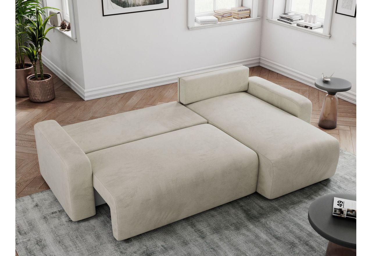 Narożnik ARGOS L - uniwersalny - beżowy, welwet