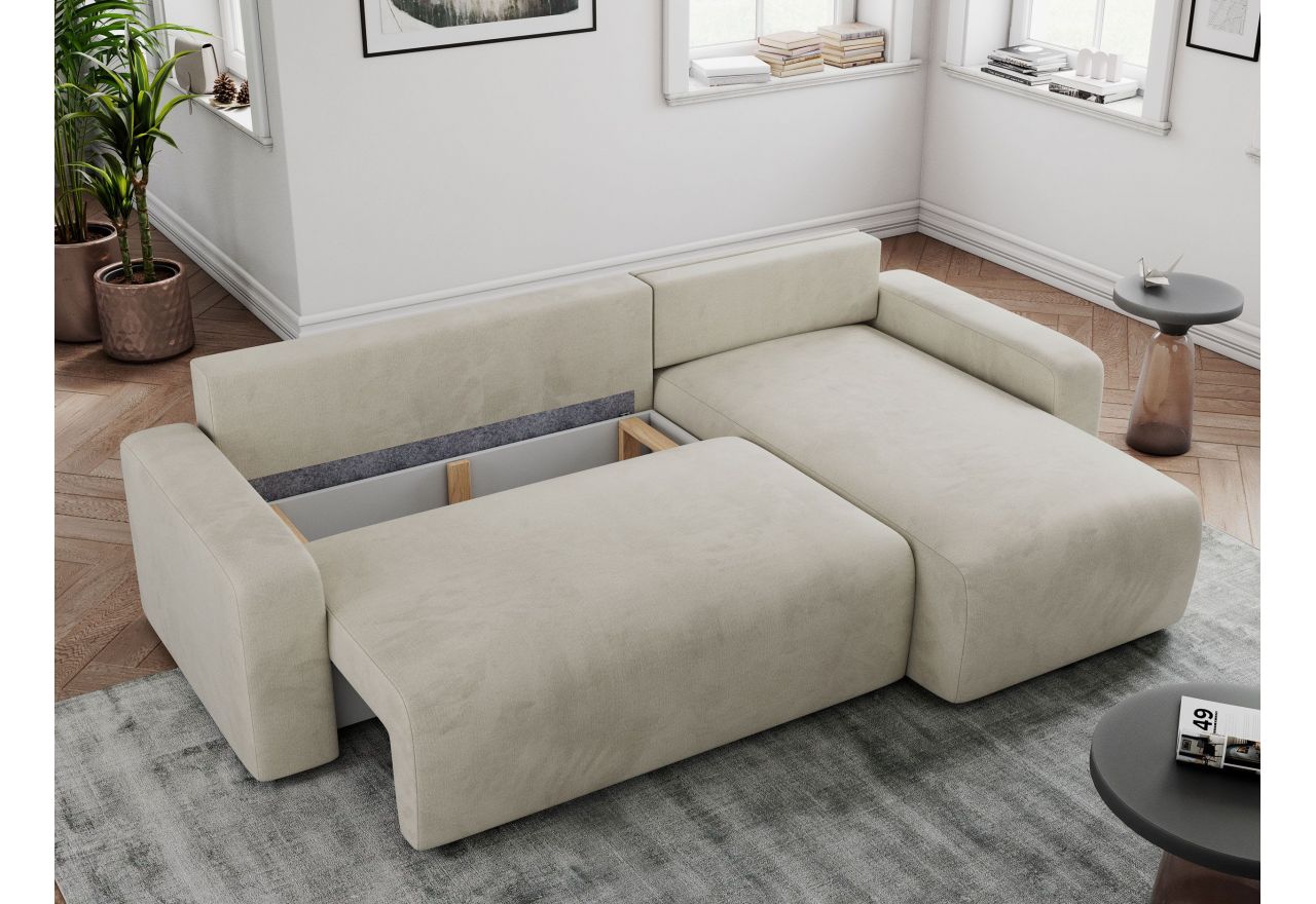 Narożnik ARGOS L - uniwersalny - beżowy, welwet