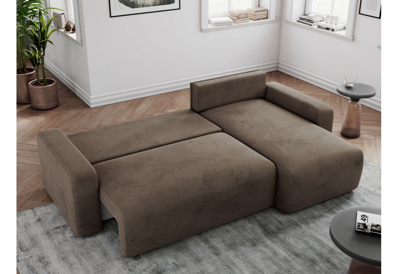 Narożnik ARGOS L - uniwersalny - brązowy, welwet