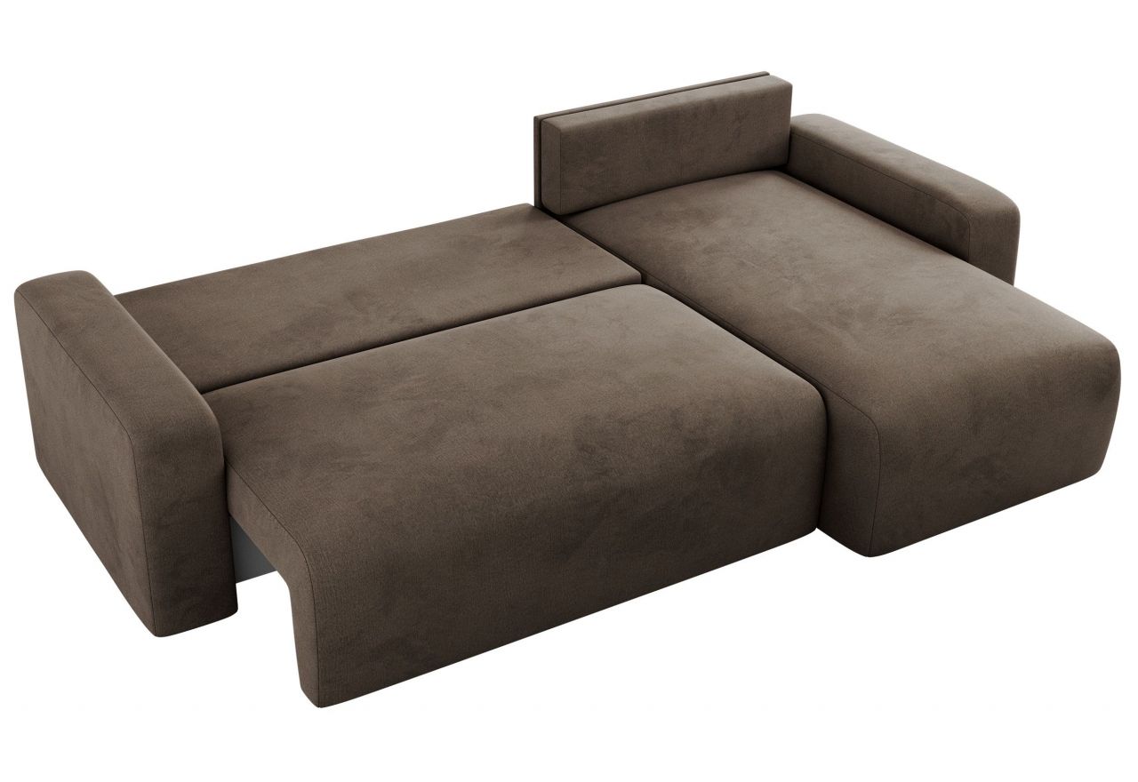 Narożnik ARGOS L - uniwersalny - brązowy, welwet