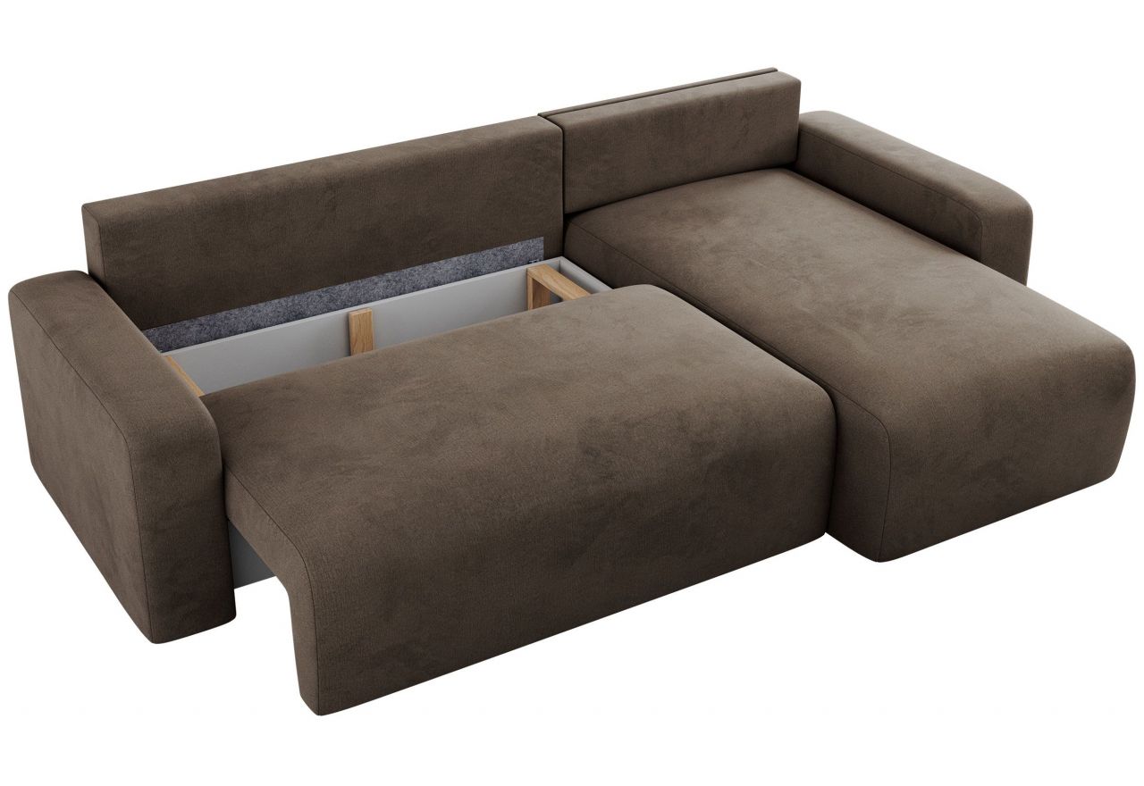 Narożnik ARGOS L - uniwersalny - brązowy, welwet