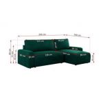 Narożnik ARGOS L - uniwersalny - ciemnozielony, welwet