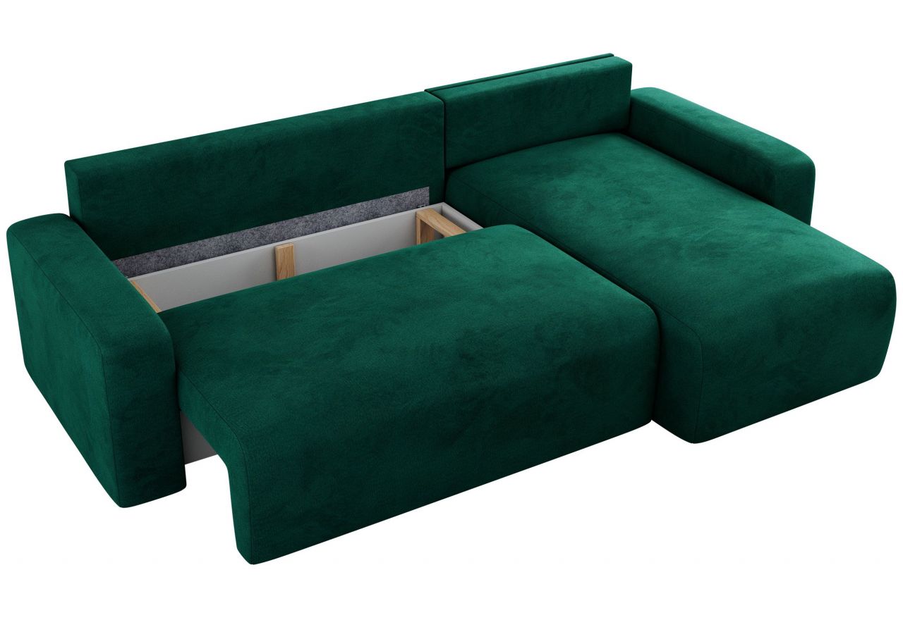 Narożnik ARGOS L - uniwersalny - ciemnozielony, welwet