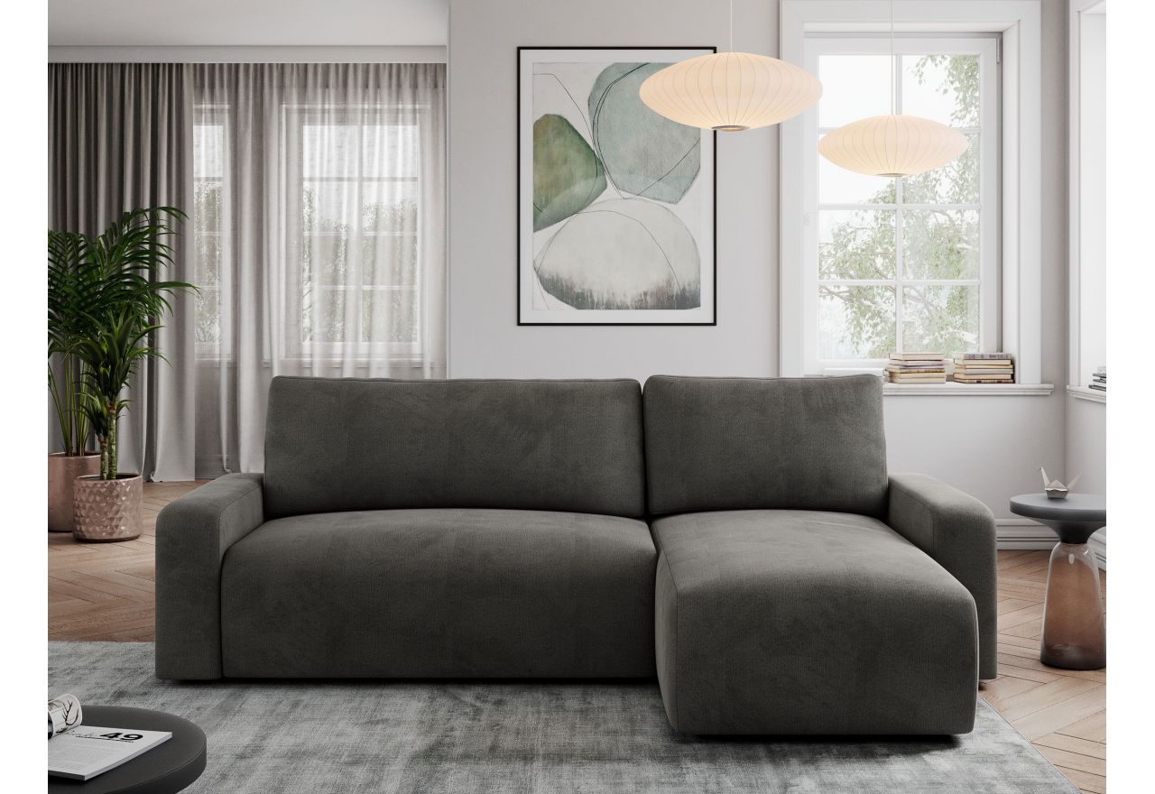 Narożnik ARGOS L - uniwersalny - ciemnoszary, welwet