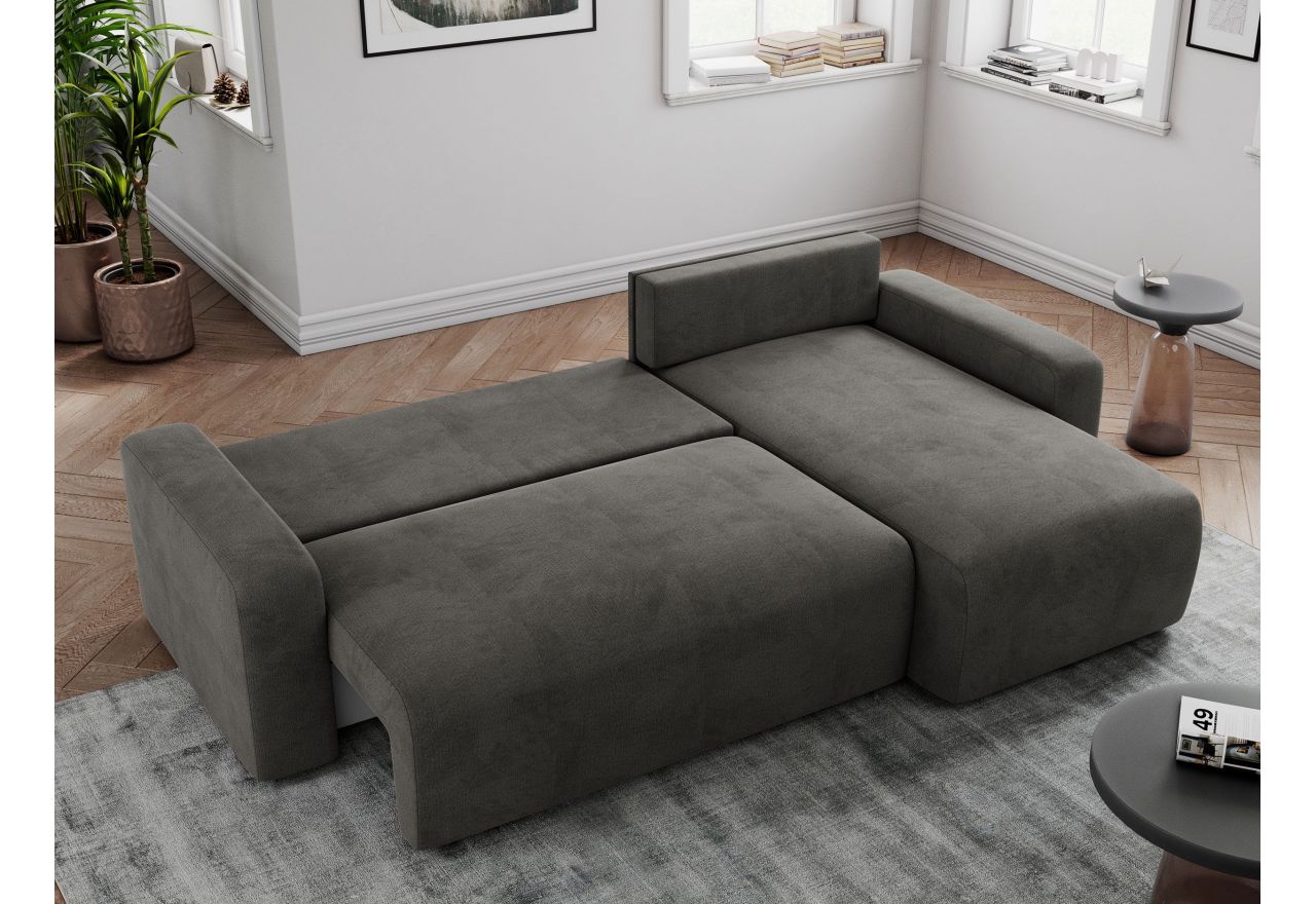 Narożnik ARGOS L - uniwersalny - ciemnoszary, welwet