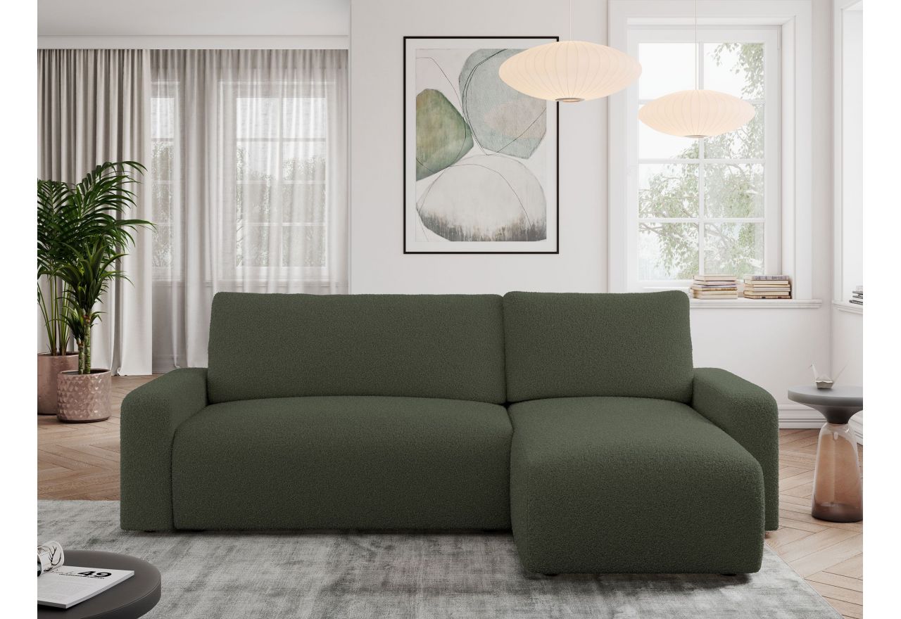 Narożnik ARGOS L - uniwersalny - ciemnozielony, boucle