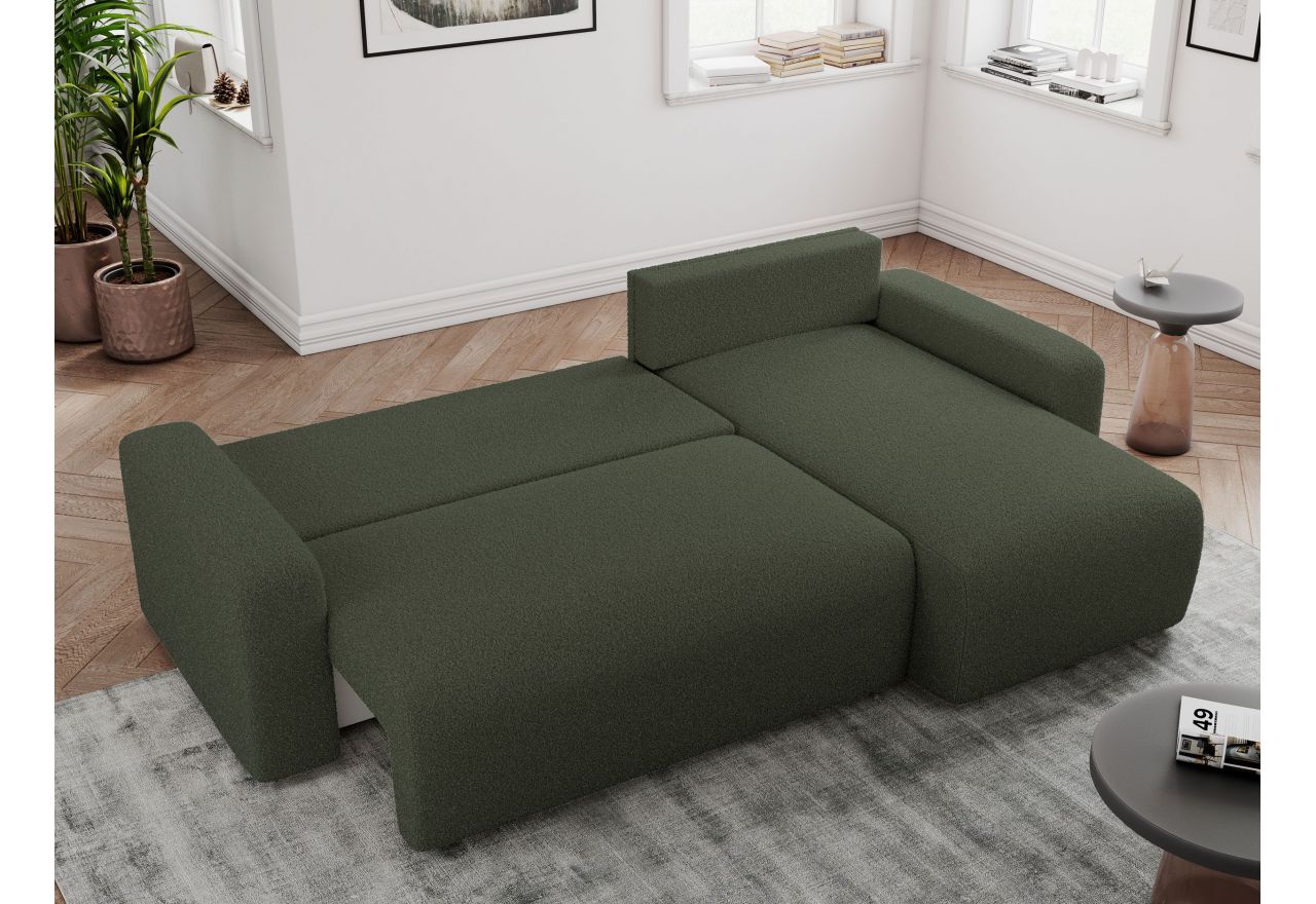 Narożnik ARGOS L - uniwersalny - ciemnozielony, boucle