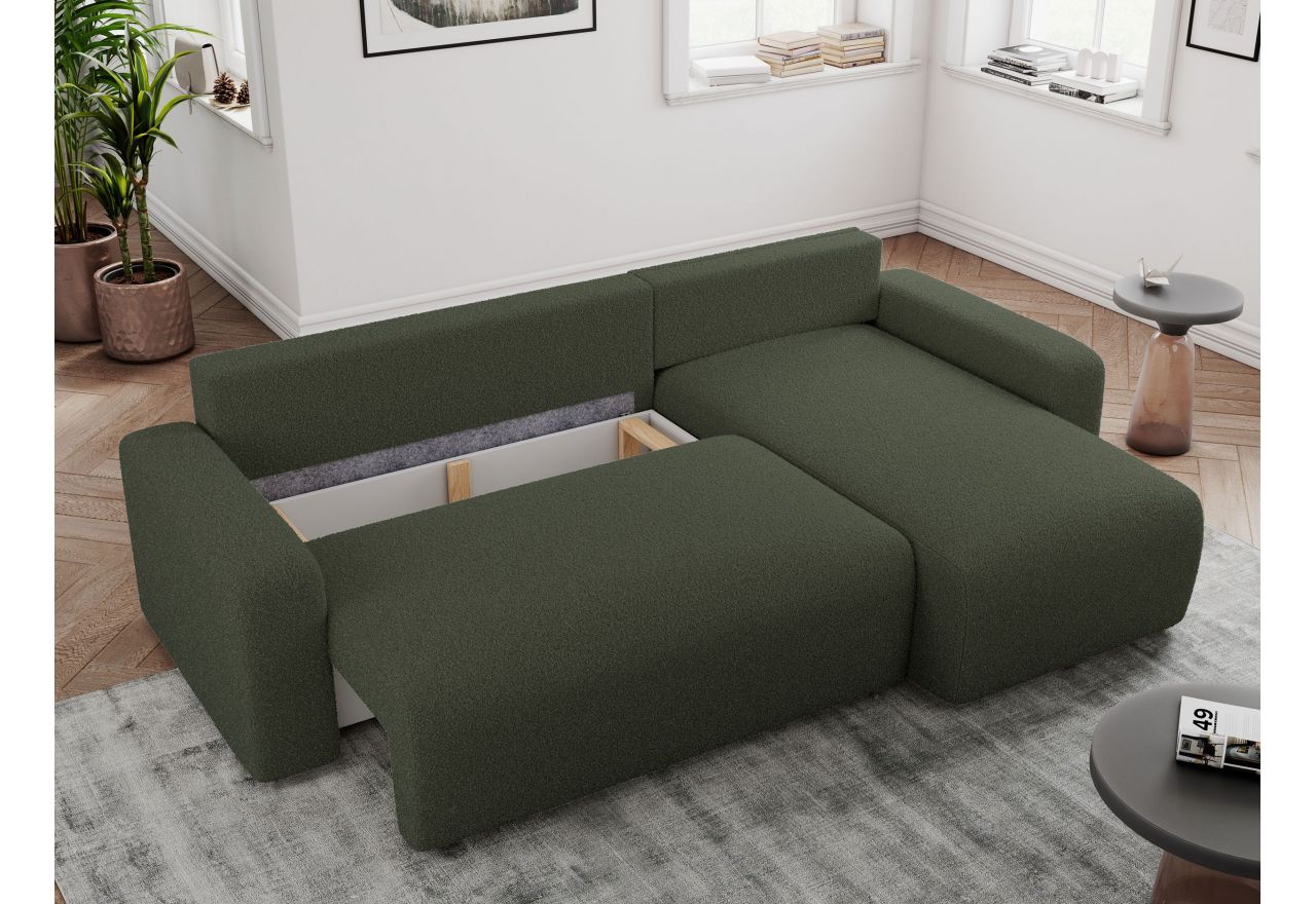 Narożnik ARGOS L - uniwersalny - ciemnozielony, boucle