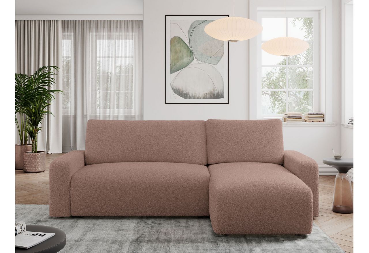 Narożnik ARGOS L - uniwersalny - różowy, boucle