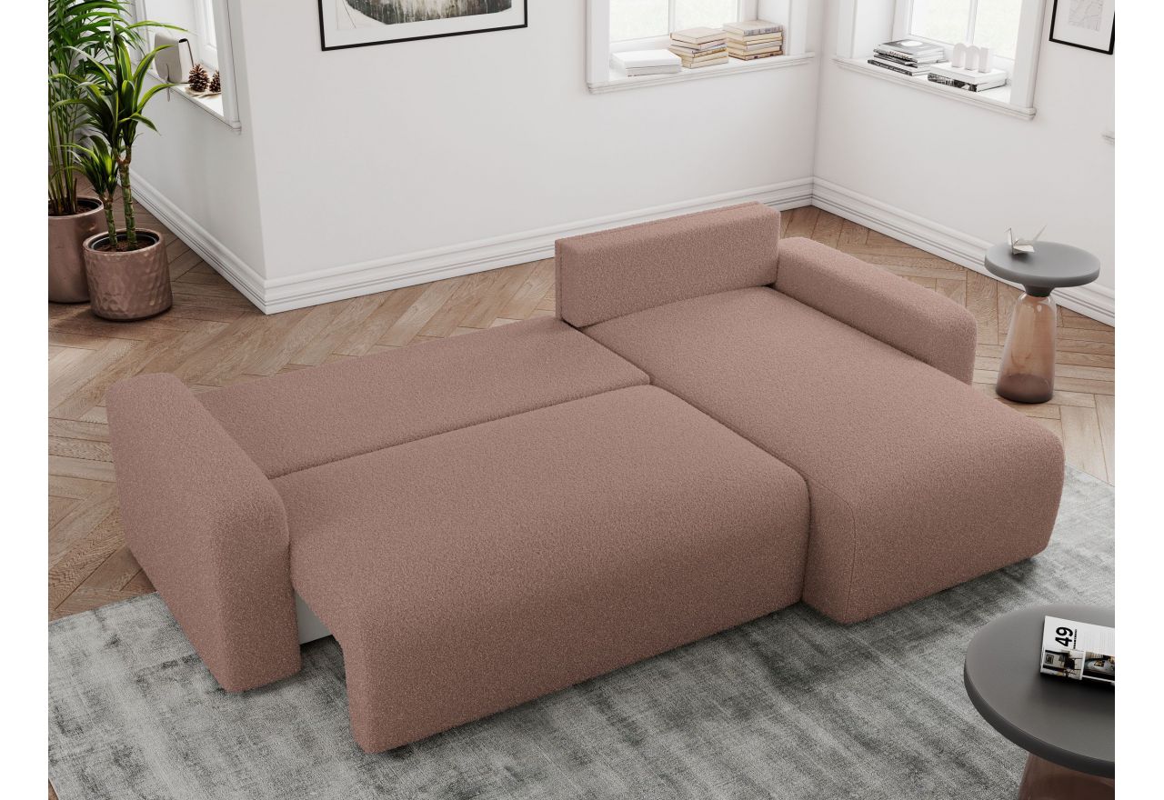 Narożnik ARGOS L - uniwersalny - różowy, boucle