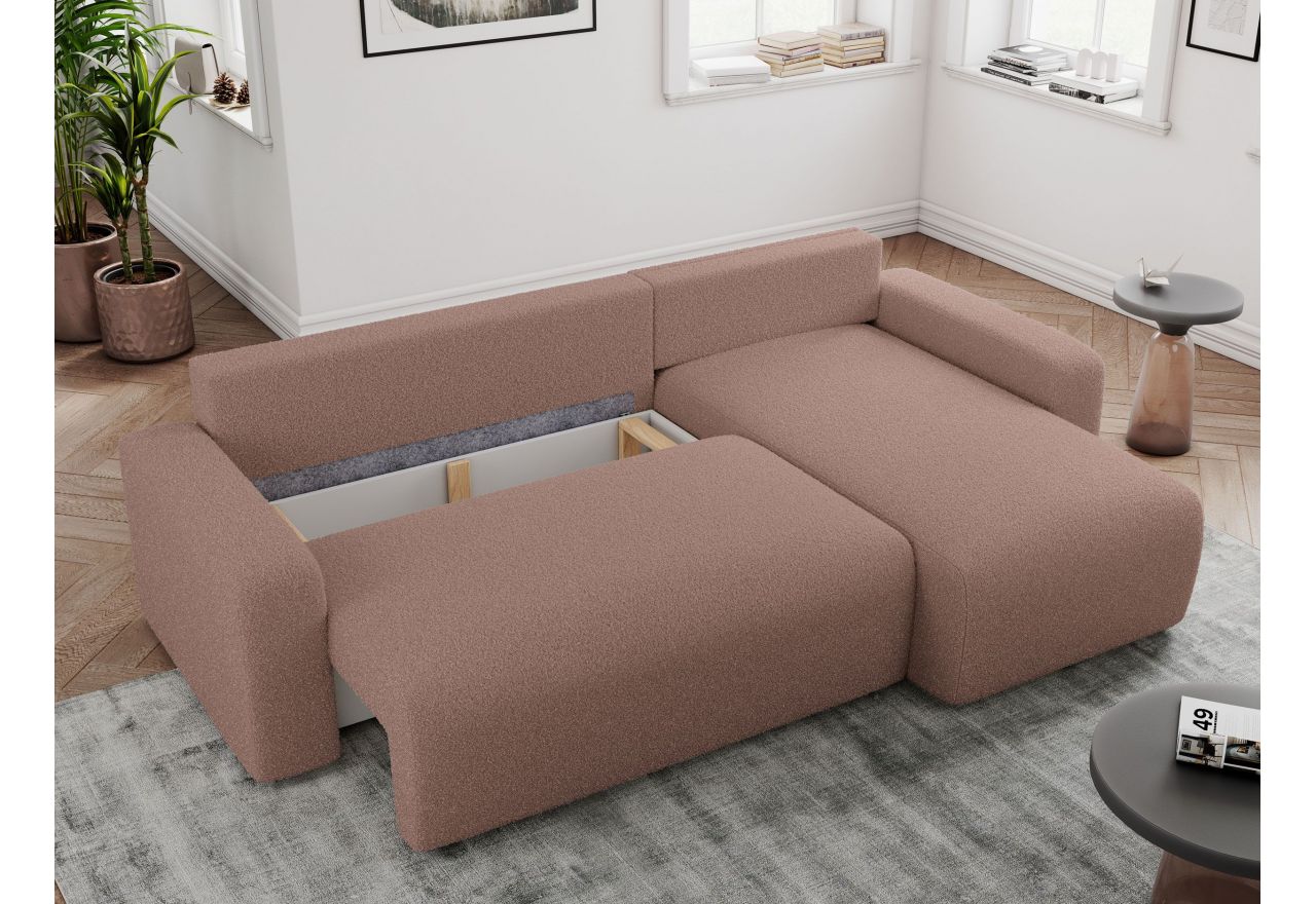 Narożnik ARGOS L - uniwersalny - różowy, boucle