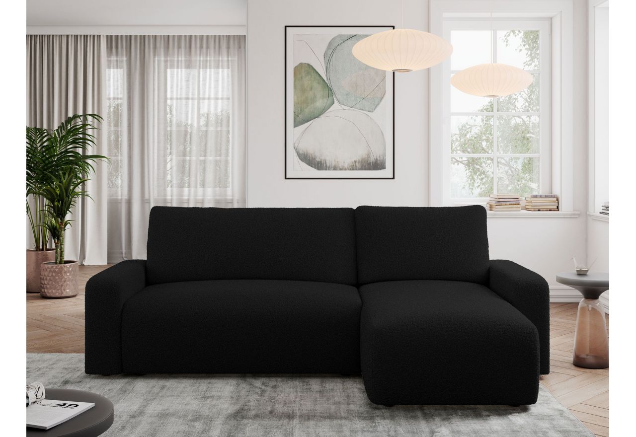 Narożnik ARGOS L - uniwersalny - czarny, boucle