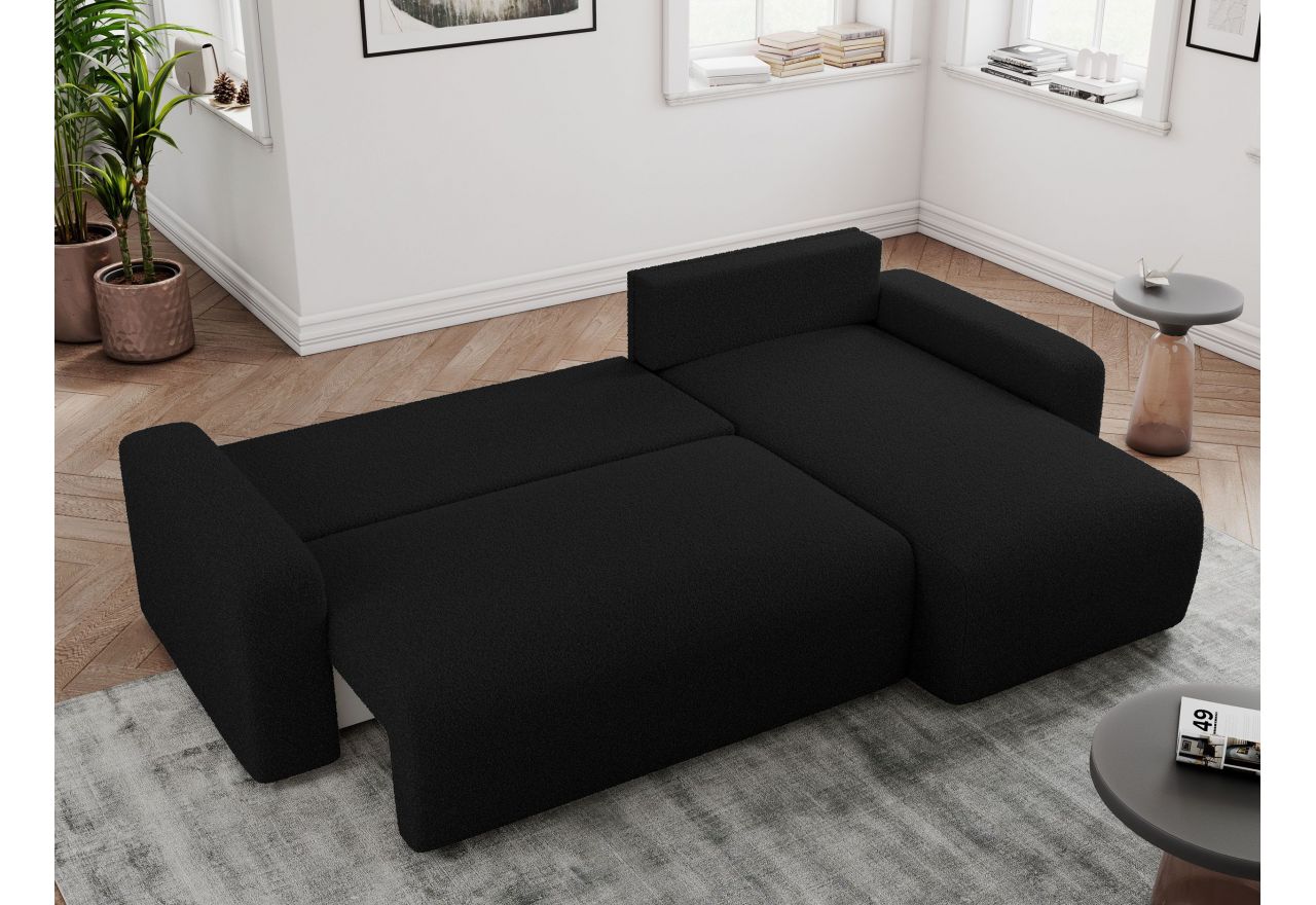 Narożnik ARGOS L - uniwersalny - czarny, boucle