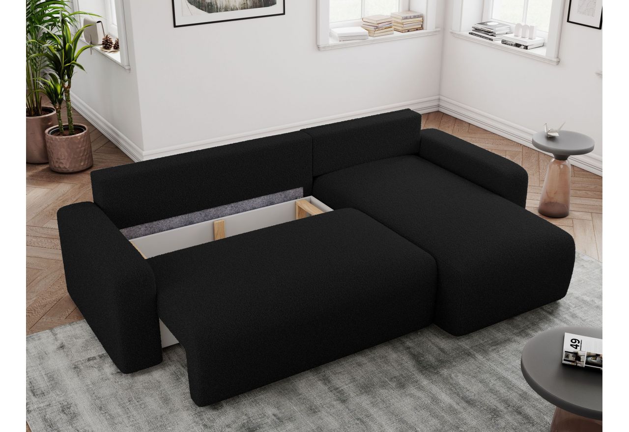 Narożnik ARGOS L - uniwersalny - czarny, boucle