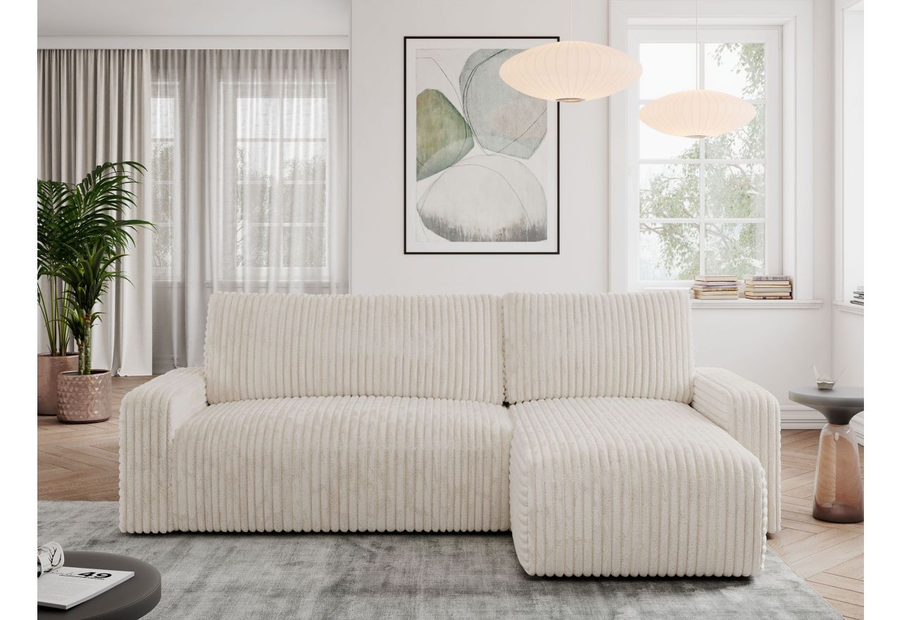 Narożnik ARGOS L - uniwersalny - beżowy, sztruks