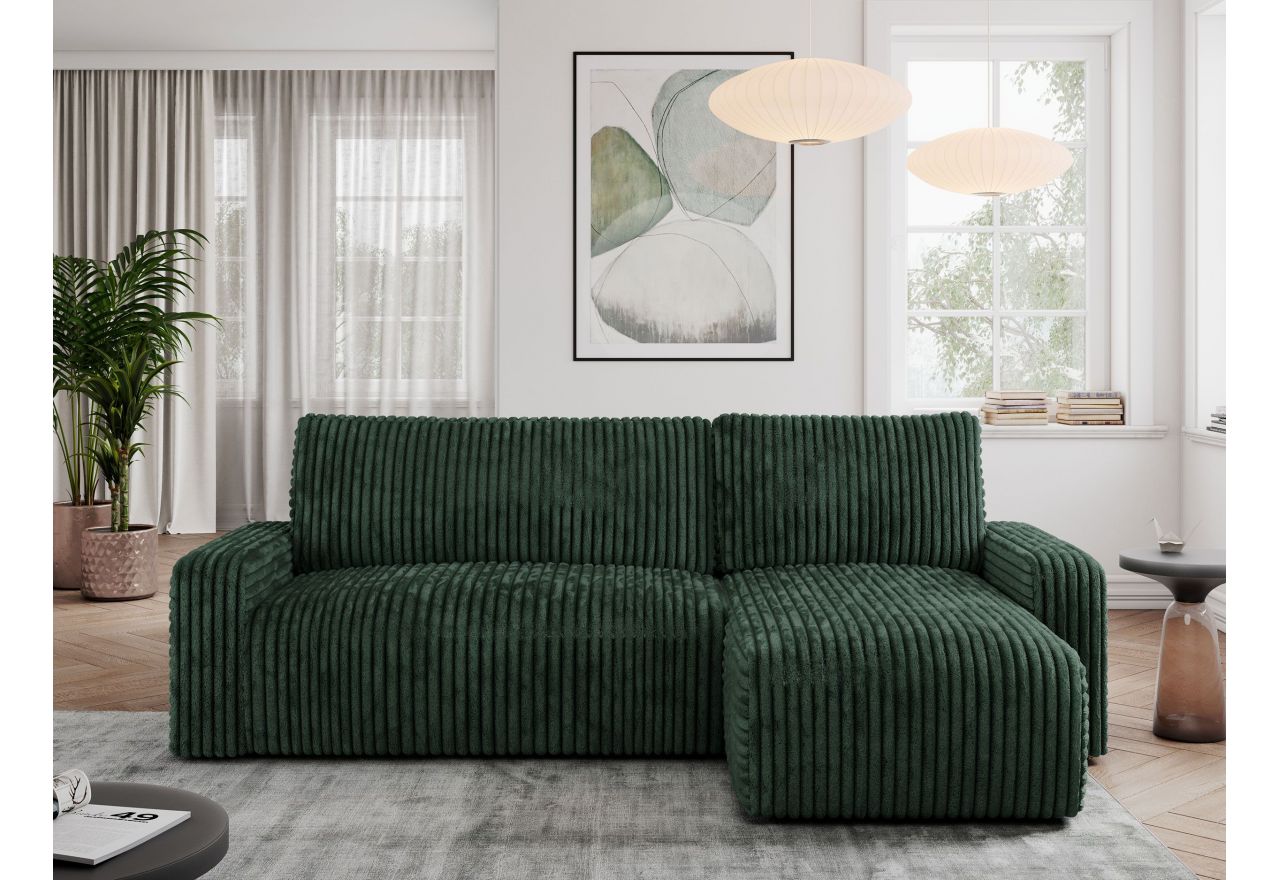 Narożnik ARGOS L - uniwersalny - ciemnozielony, sztruks