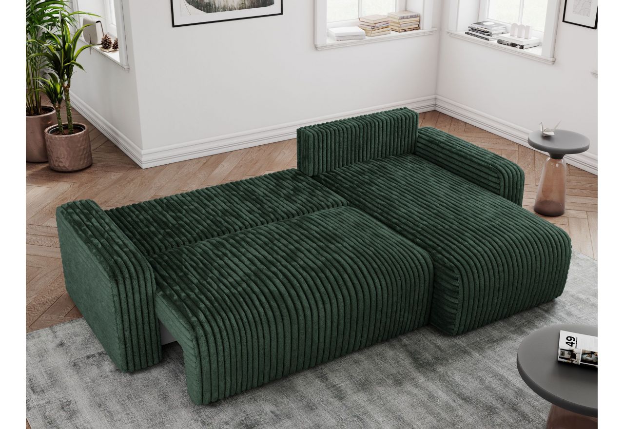 Narożnik ARGOS L - uniwersalny - ciemnozielony, sztruks