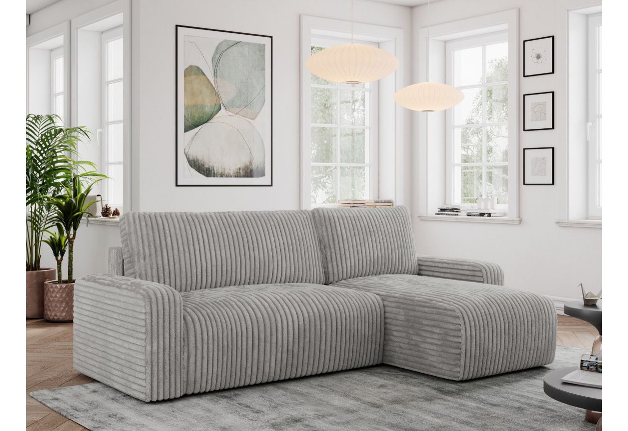 Narożnik ARGOS L - uniwersalny - jasnoszary, sztruks