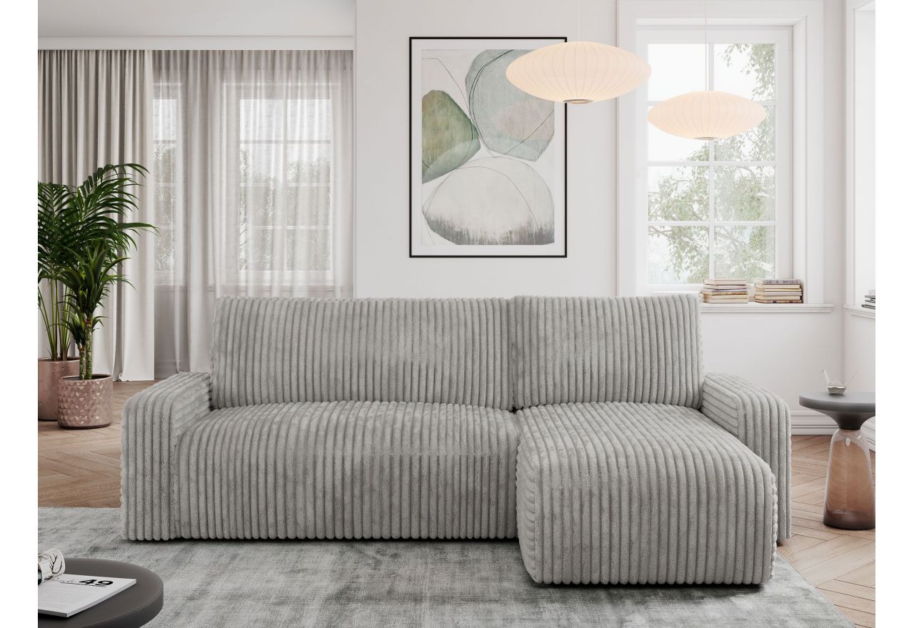 Narożnik ARGOS L - uniwersalny - jasnoszary, sztruks