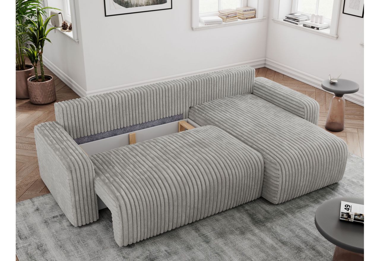 Narożnik ARGOS L - uniwersalny - jasnoszary, sztruks