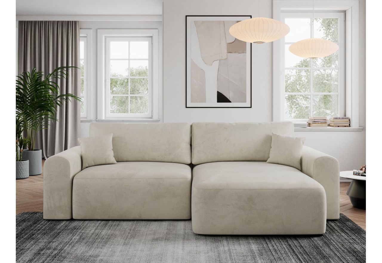 Narożnik NELSON L - uniwersalny - beżowy, welwet