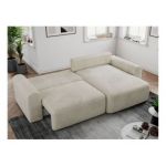 Narożnik NELSON L - uniwersalny - beżowy, welwet