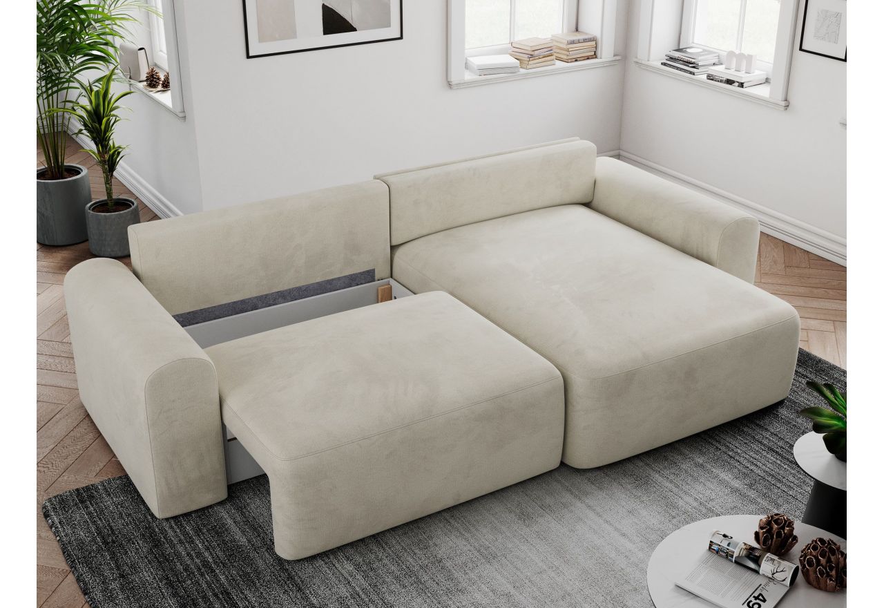 Narożnik NELSON L - uniwersalny - beżowy, welwet