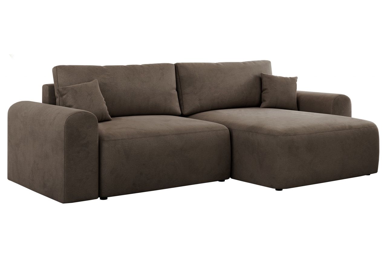 Narożnik NELSON L - uniwersalny - brązowy, welwet