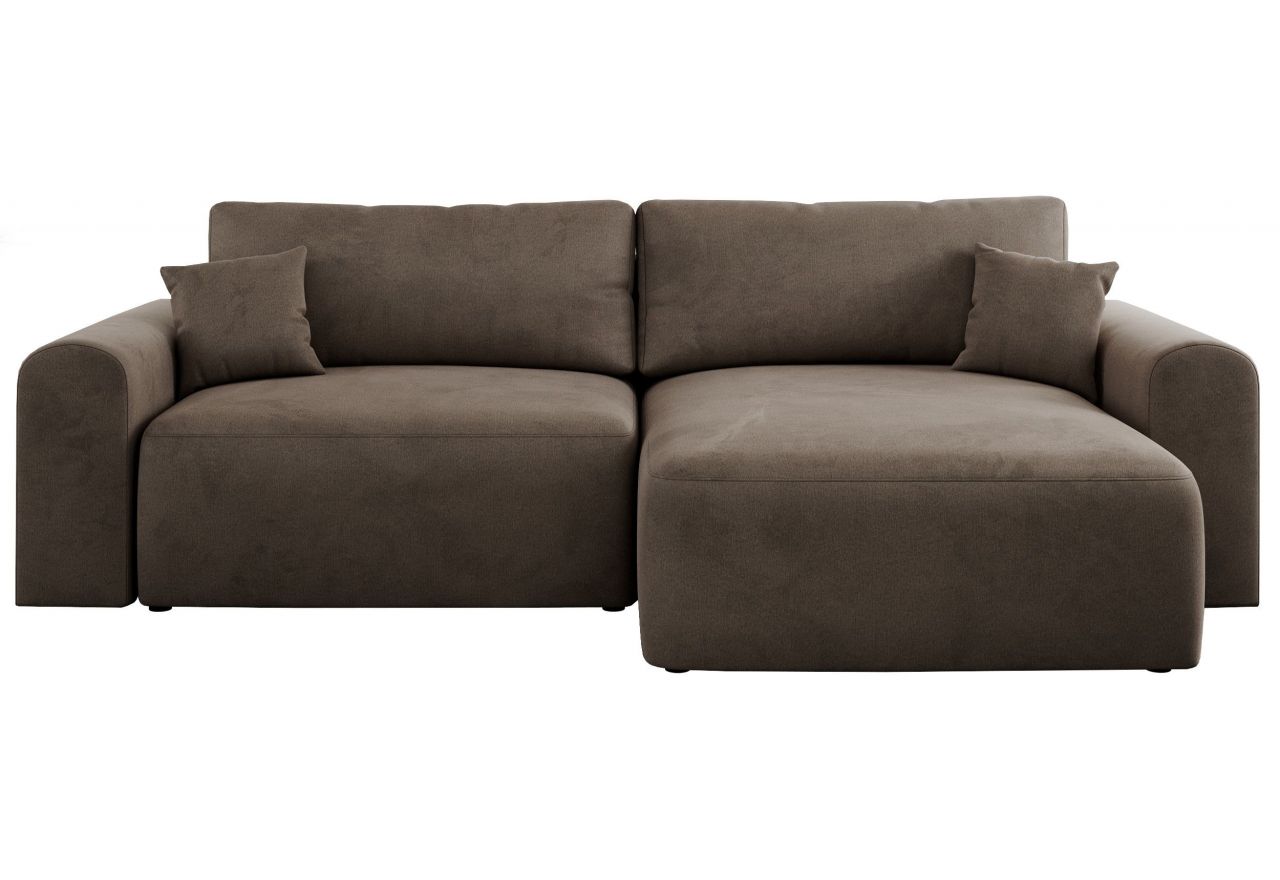 Narożnik NELSON L - uniwersalny - brązowy, welwet