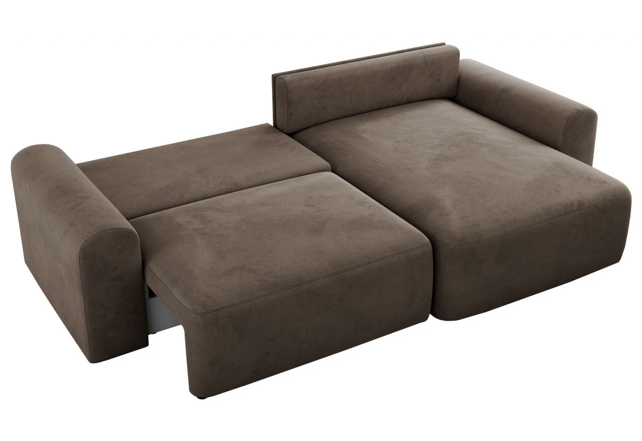 Narożnik NELSON L - uniwersalny - brązowy, welwet