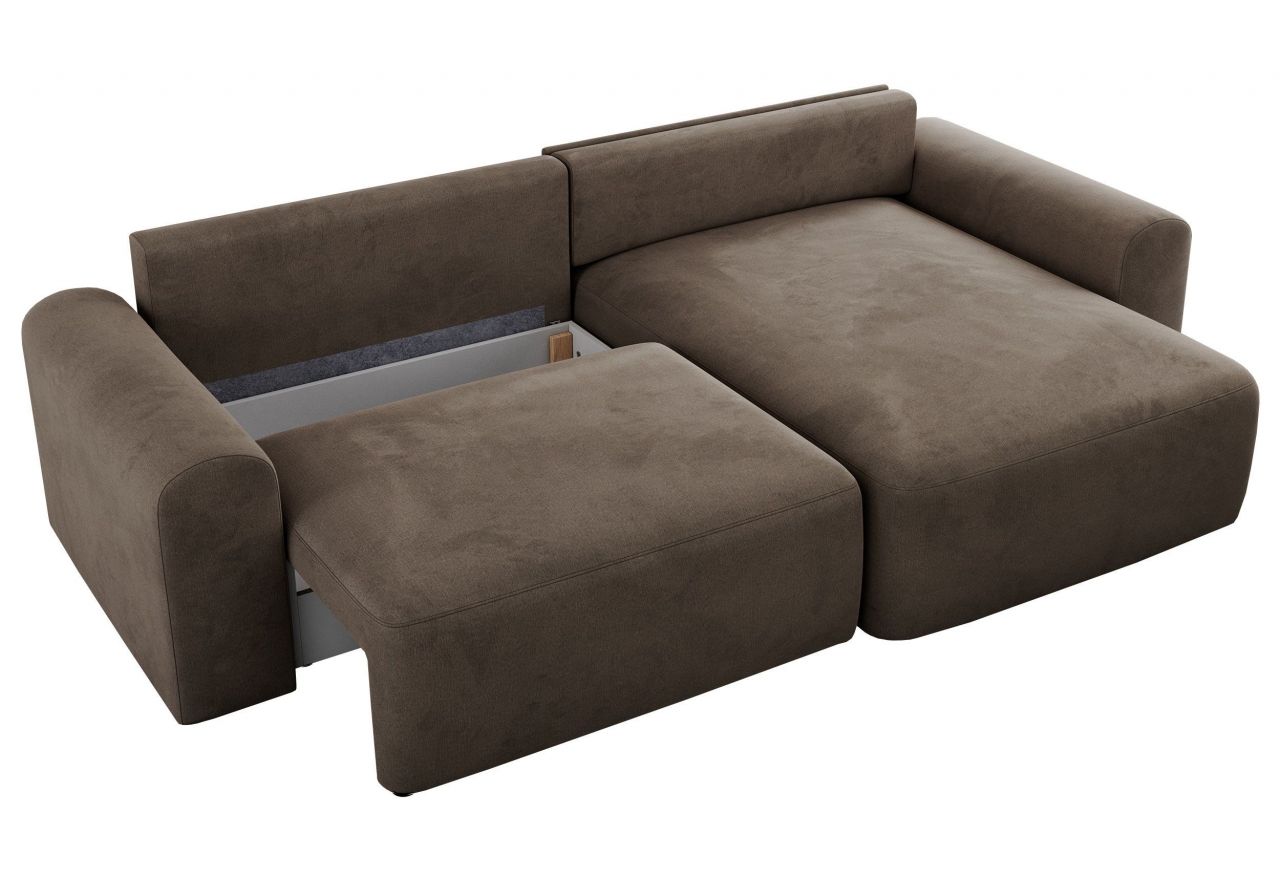 Narożnik NELSON L - uniwersalny - brązowy, welwet