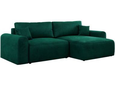 Narożnik NELSON L - uniwersalny - ciemnozielony, welwet