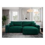 Narożnik NELSON L - uniwersalny - ciemnozielony, welwet