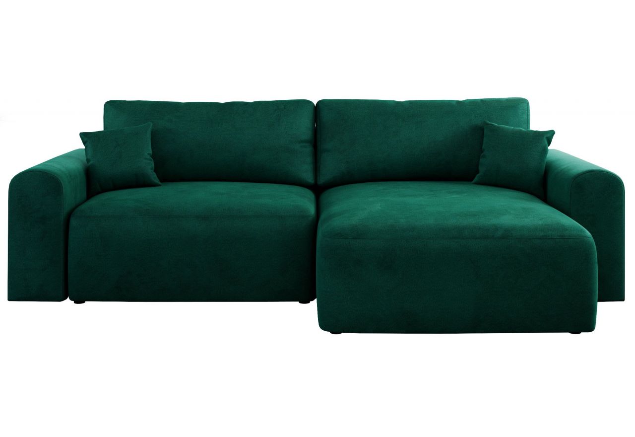 Narożnik NELSON L - uniwersalny - ciemnozielony, welwet