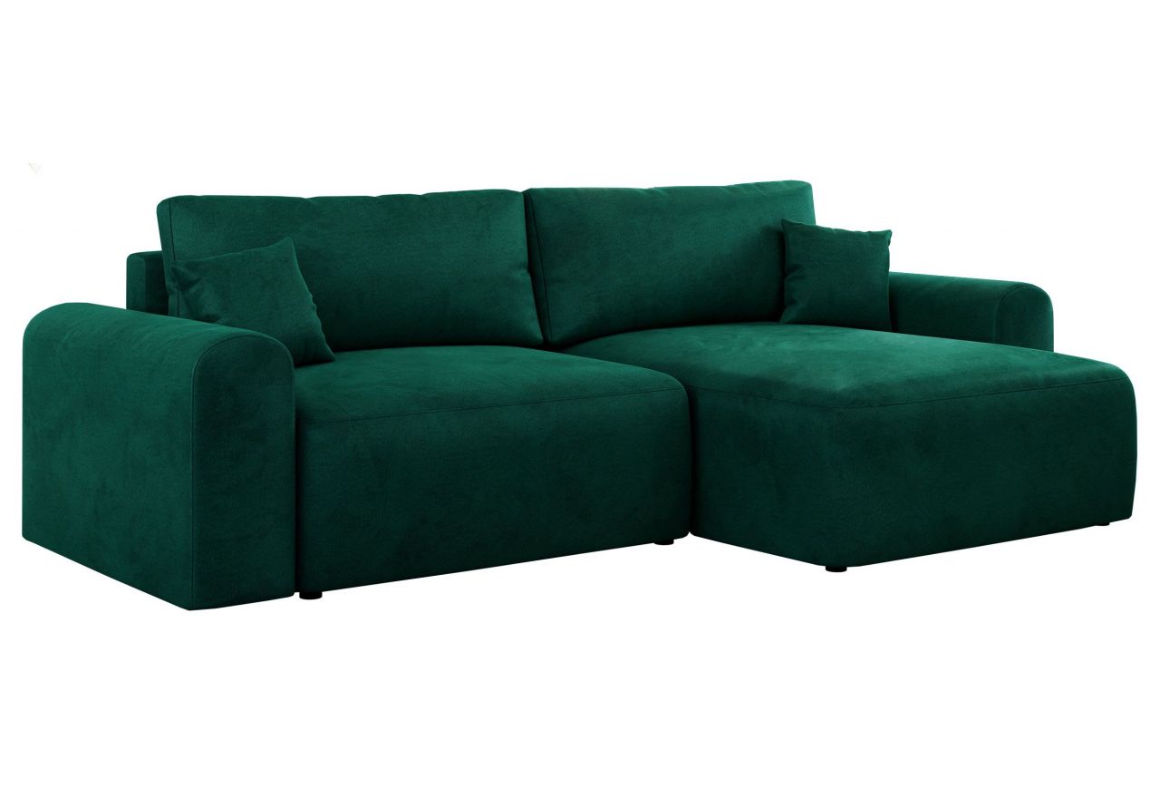Narożnik NELSON L - uniwersalny - ciemnozielony, welwet