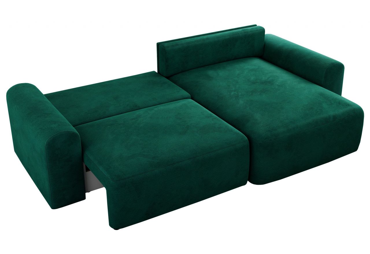 Narożnik NELSON L - uniwersalny - ciemnozielony, welwet