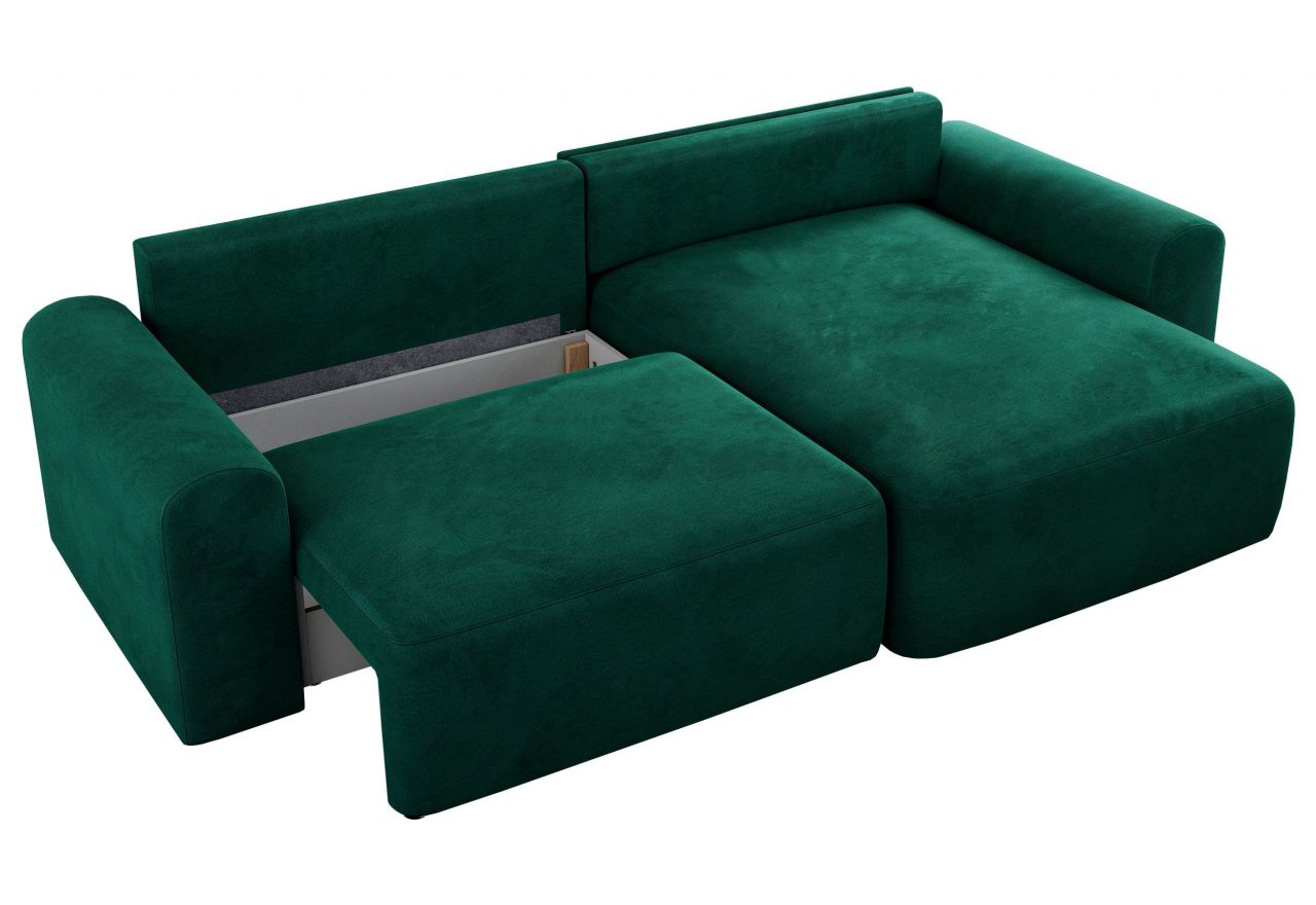 Narożnik NELSON L - uniwersalny - ciemnozielony, welwet